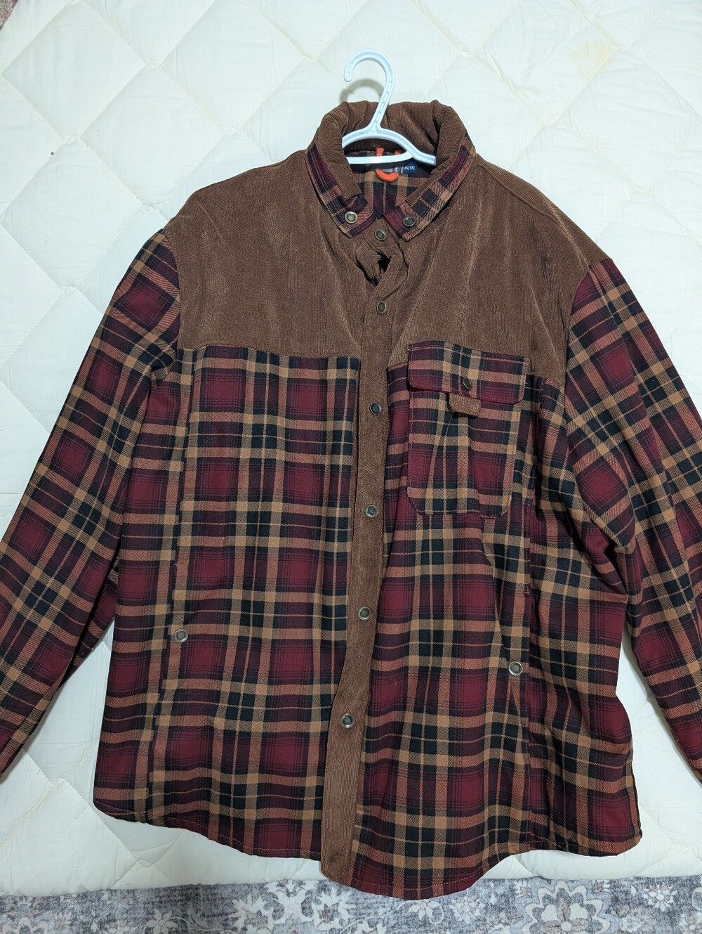 Men's Burgundy & Brown Plaid Lightweight Shirt Jacket